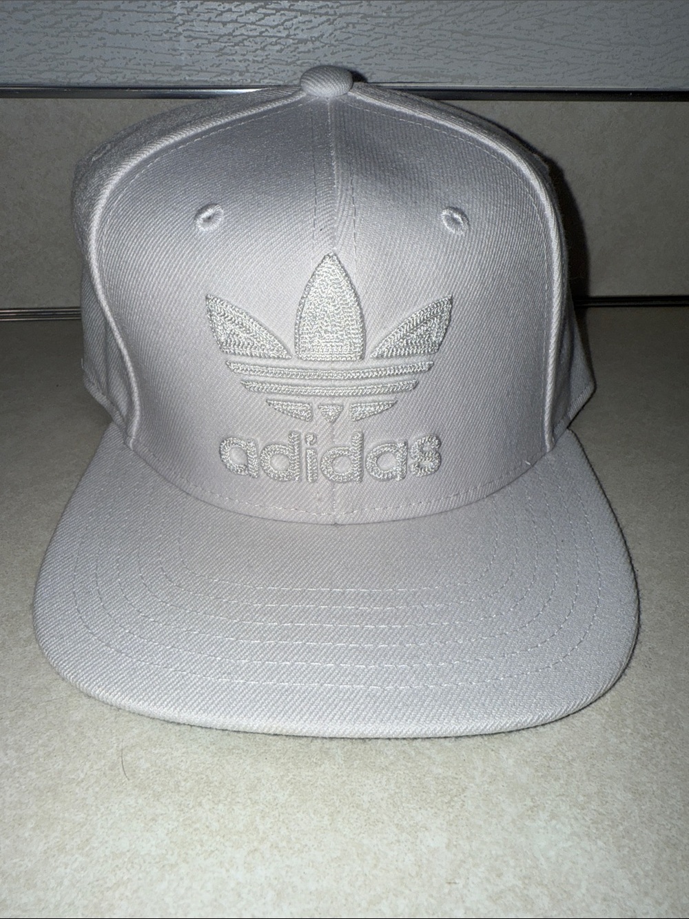 adidas White Trefoil Embroidered Snapback Cap